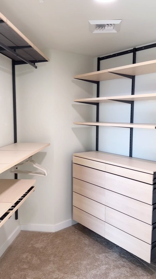 Instagram post by @askinem for The Container Store. Caption reads: Let’s build our amazing new closets from....