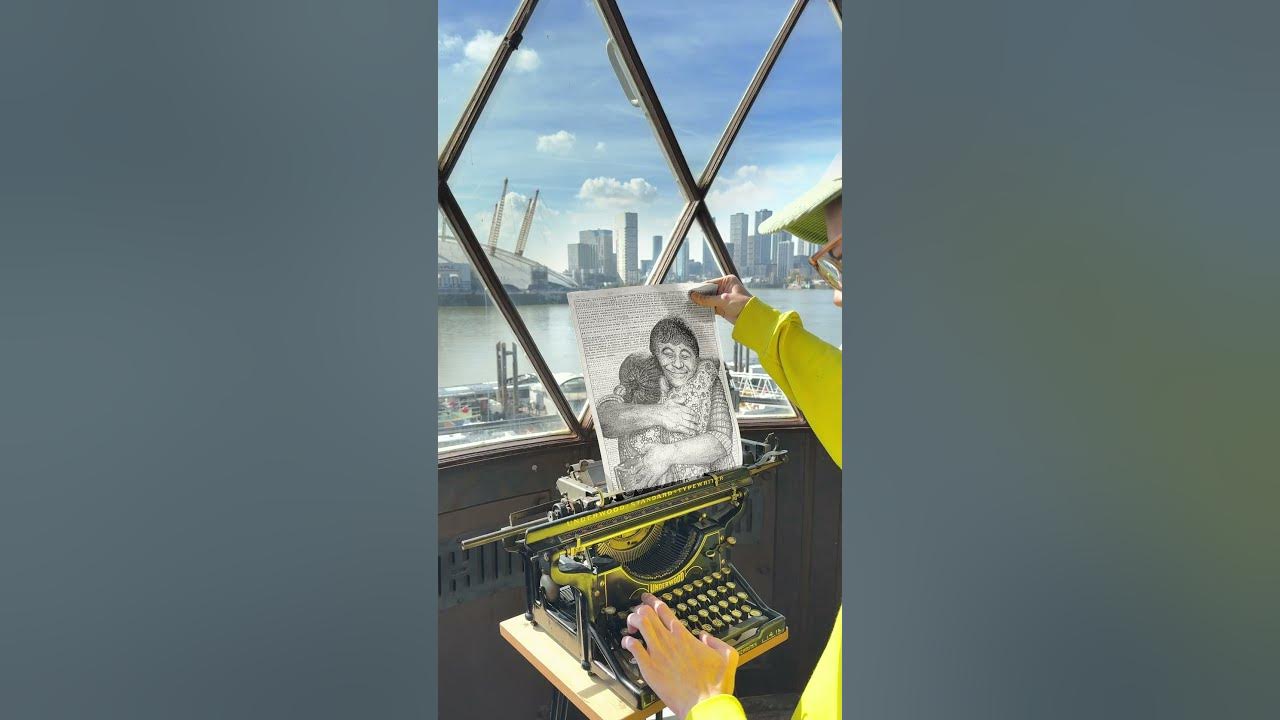 YouTube post by @Mr_Typer for Amnesty Italia. Caption reads: My typewriter art is a tribute to the power of....