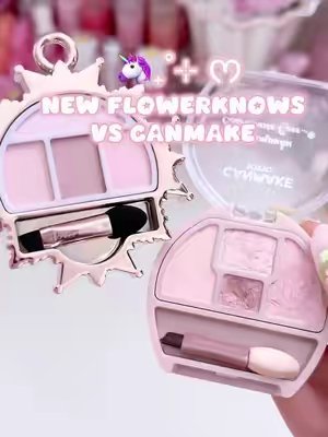 TikTok post by @dear_diarlee for CANMAKE USA. Caption reads: Flowerknows vs Canmake Aegyosal Eyeshadow ࣪˖....