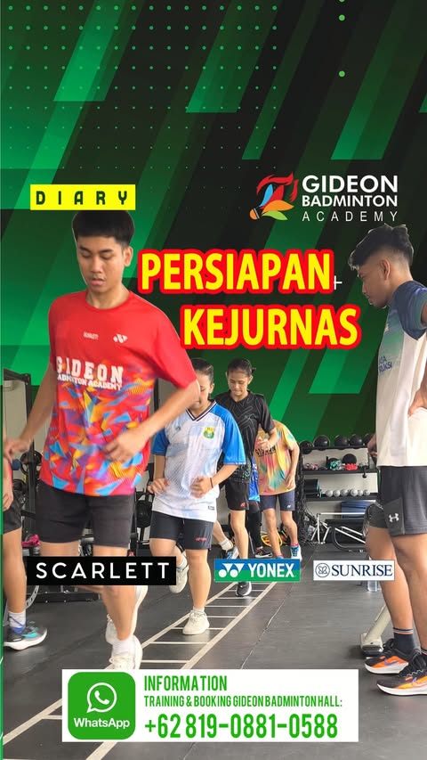 Instagram post by @gideonbadmintonacademy for Scarlett Whitening. Caption reads: Atlet @gideonbadmintonacademy yang lolos ke....