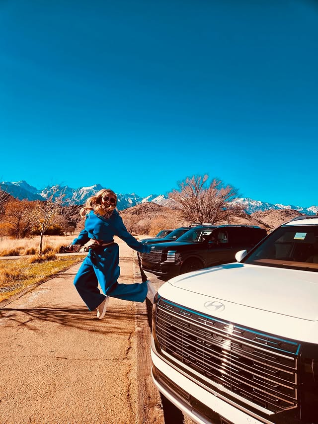 Instagram post by an influencer for Hyundai Motor America. Caption reads: @HyundaiUSA Winter weekends done right. This trip....