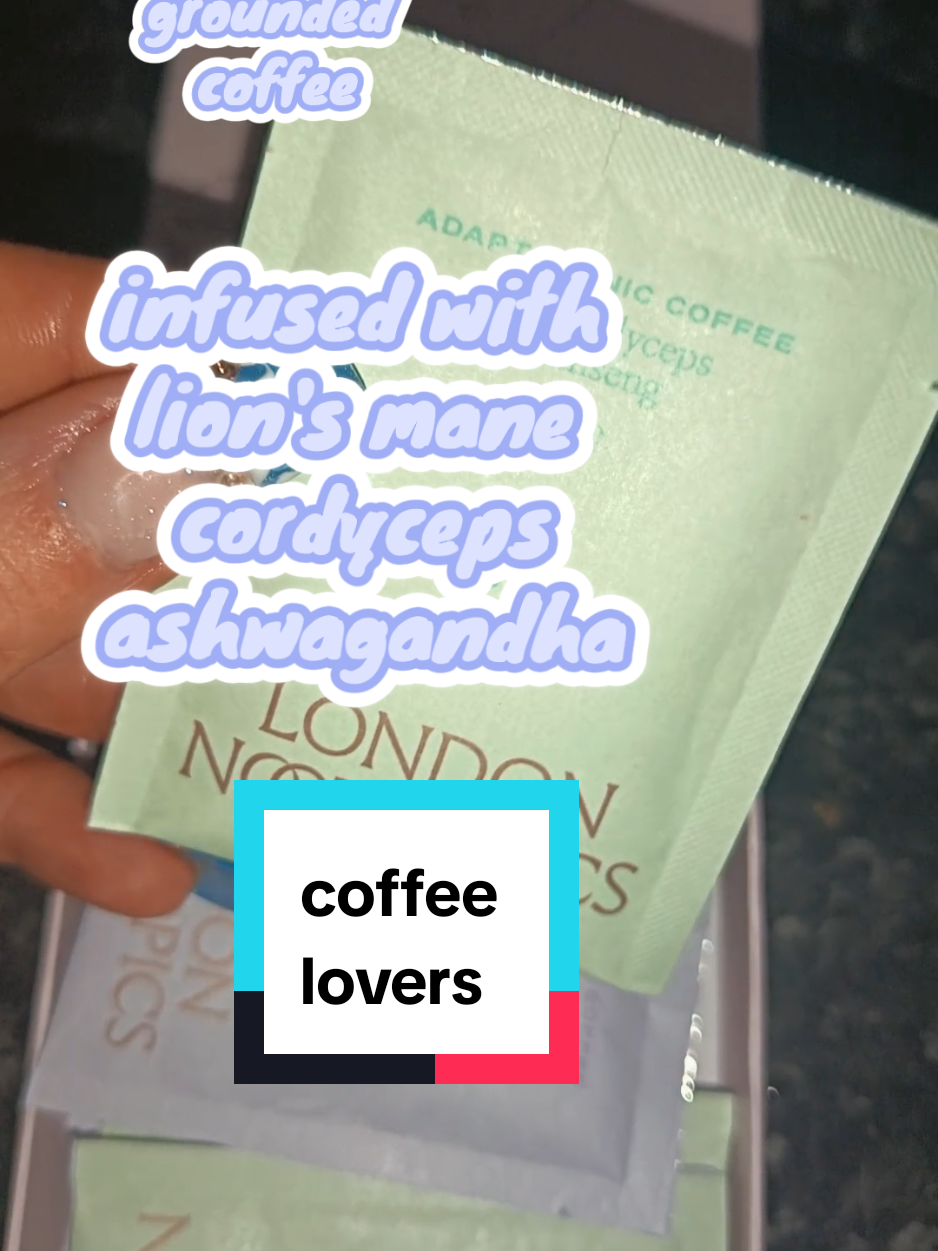 TikTok post by @mariasproductfinds for London Nootropics. Caption reads: [...] #coffee #healthycoffee @London Nootropics.