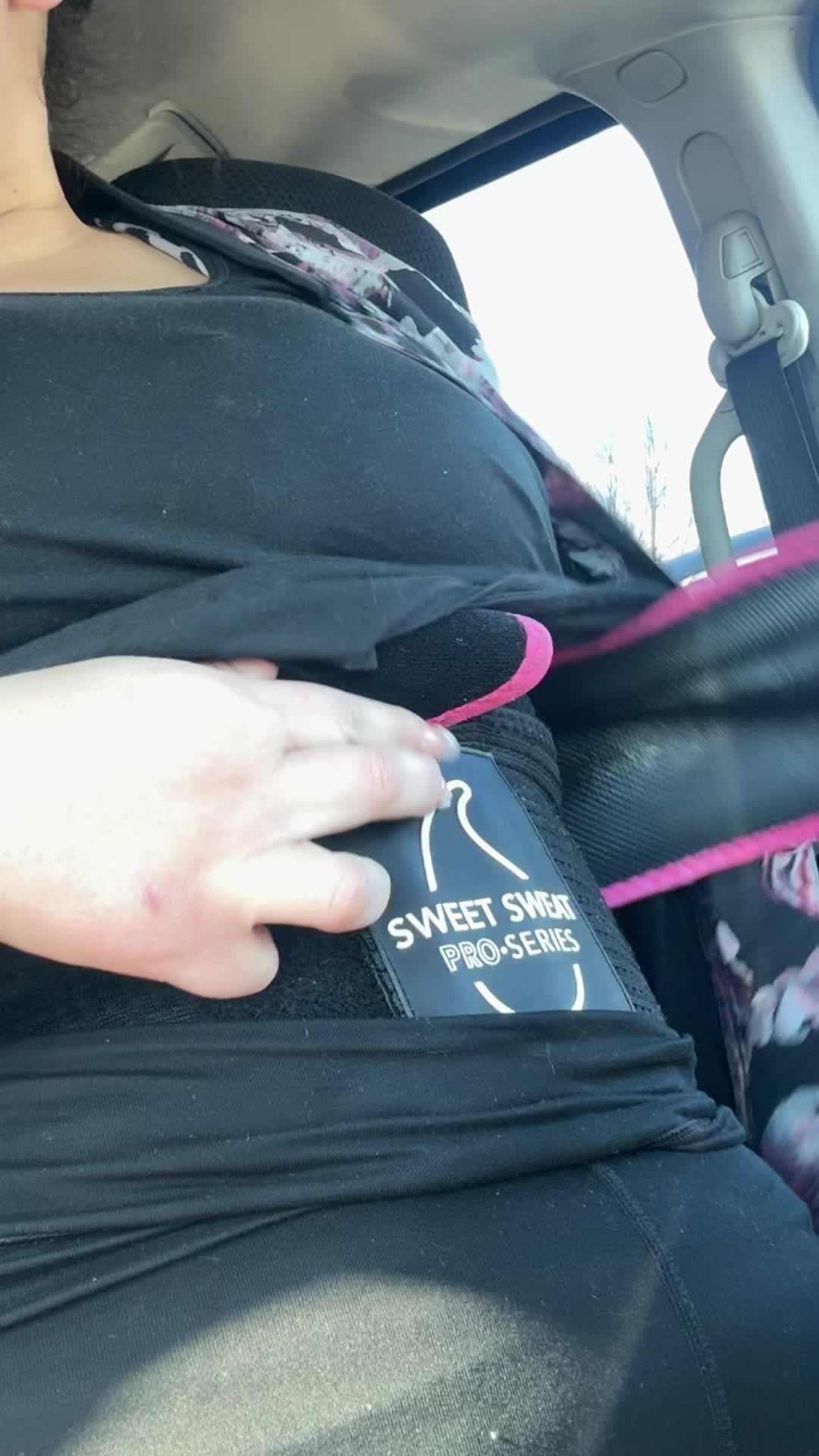 TikTok post by @theejackyb for Sweet Sweat. Caption reads: Yes I double my @Sweet Sweat belts cuz for a short....