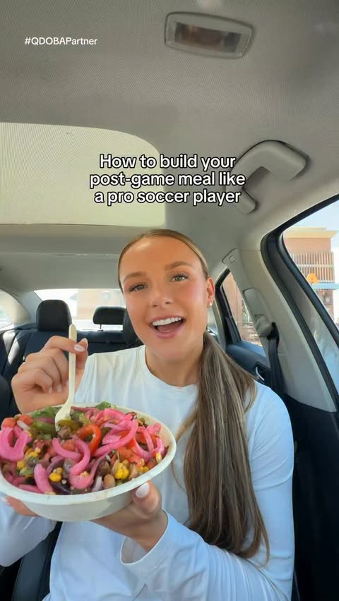 Instagram post by @brittany1wilson for QDOBA. Caption reads: [...] What do you usually eat after a game? @qdoba....