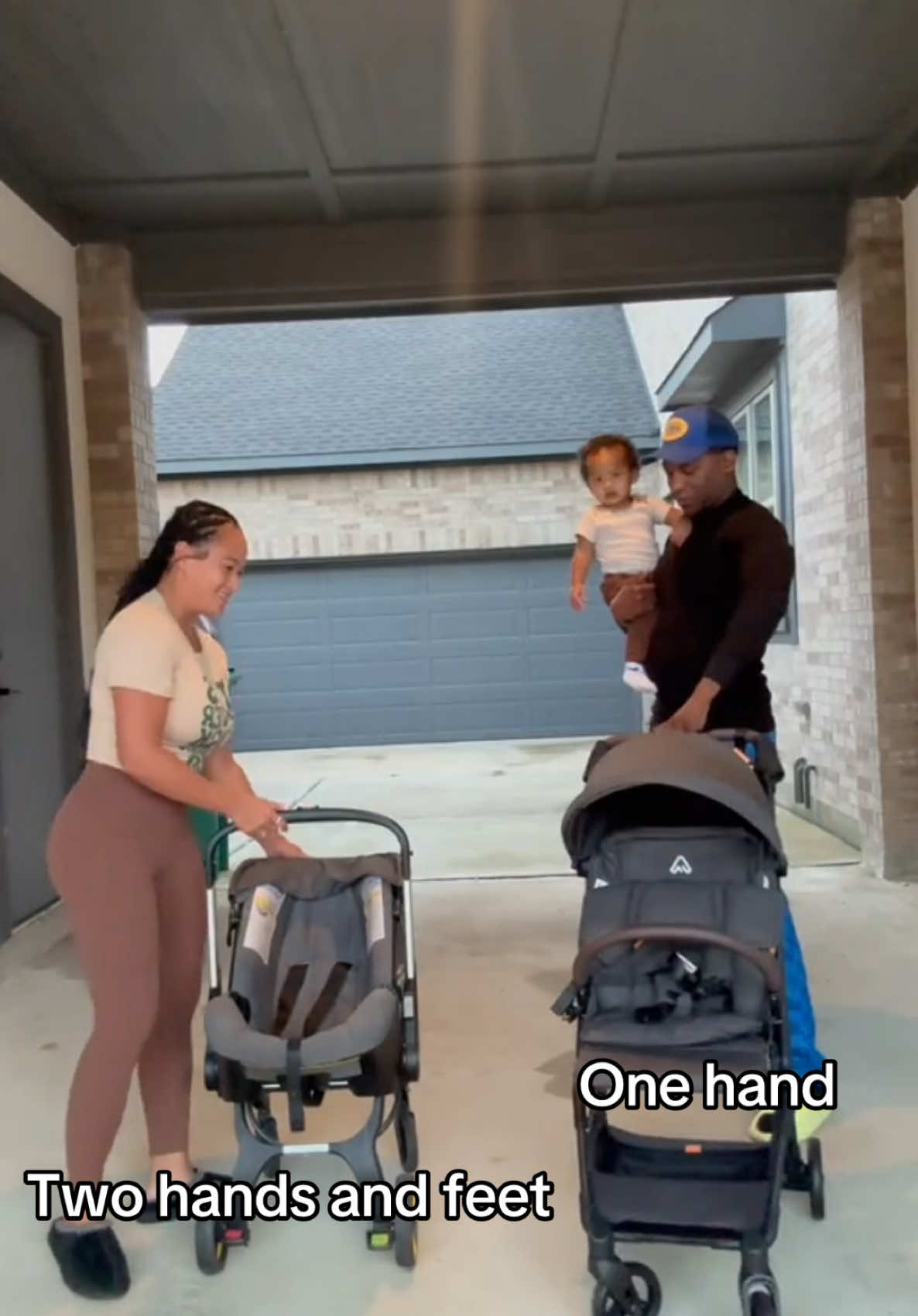 TikTok post by @officialwinstonfamily for Mamazing. Caption reads: Comparing our new @Mamazing Global stroller to our....