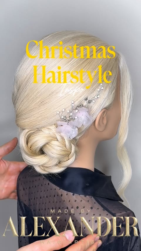 Instagram post by @made_by_alexander for Oribe. Caption reads: Your Christmas Hairstyle Inspo Ready in 1 Minute....