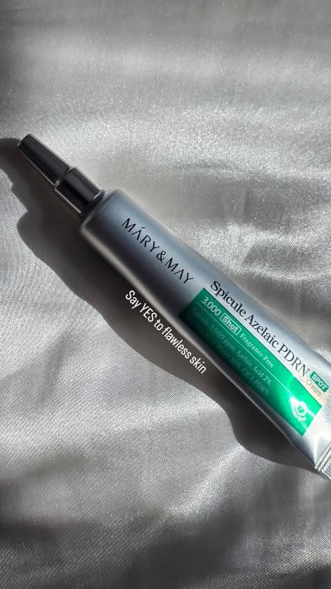 Instagram post by @letsbe_girly for Mary&May. Caption reads: AD| Mary & May Spicule Azelaic PDRN Spot Cream....