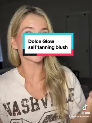 TikTok post by @caroline.cramer1 for Dolce Glow. Caption reads: @DOLCE GLOW always with the coolest self tanning....