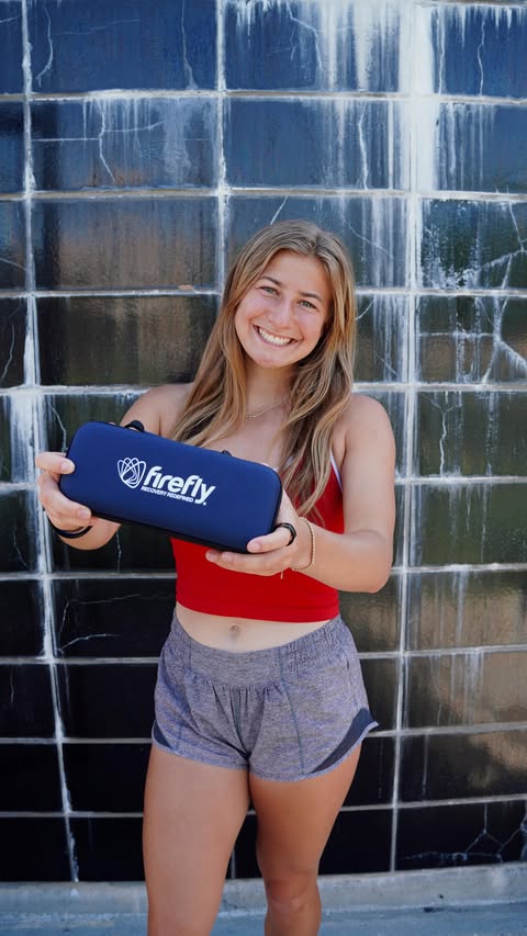 Instagram post by @gabby.guenther for Firefly Recovery. Caption reads: Train Harder, Recover Smarter with....