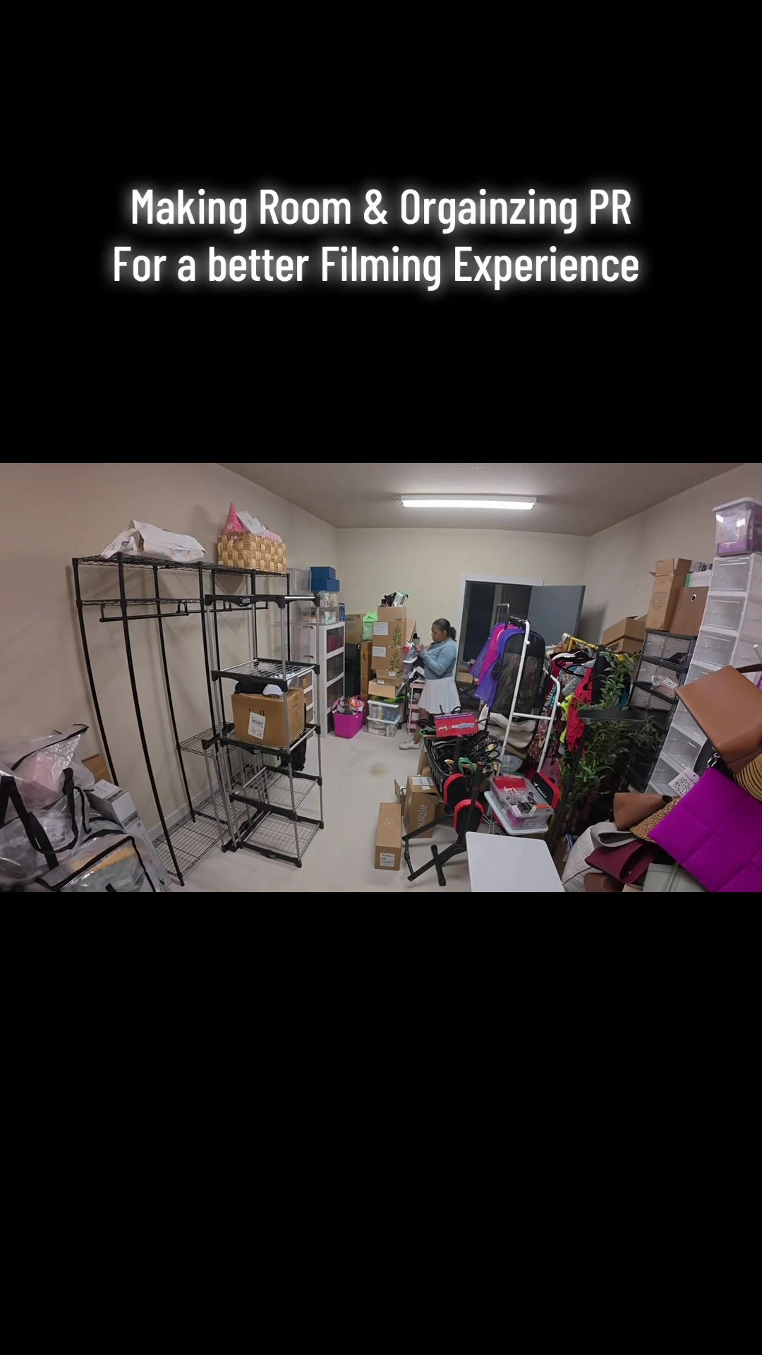 TikTok post by @ladietiktokshop for Raybee Furniture. Caption reads: Join me in my storage to #closetcleanout #pr....