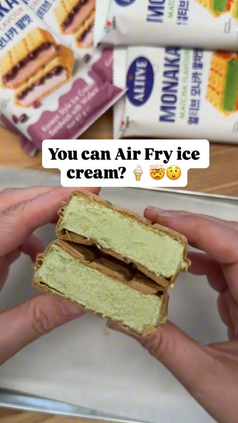 Instagram post by @tastyairfryerrecipess for Bibigo. Caption reads: [...] to see what would happen... 👀🍦 I put....
