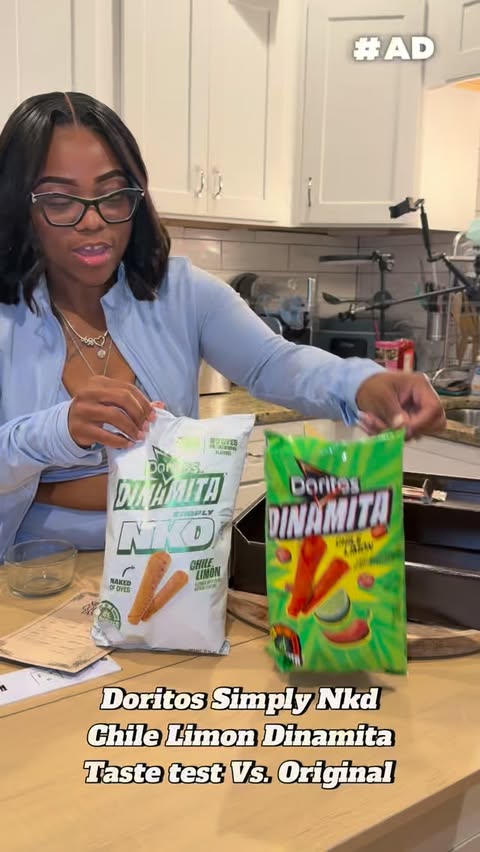 Instagram post by @cravinwithraven for Doritos. Caption reads: [...] the test 👀🌶️ I tried the SIMPLY NKD™....