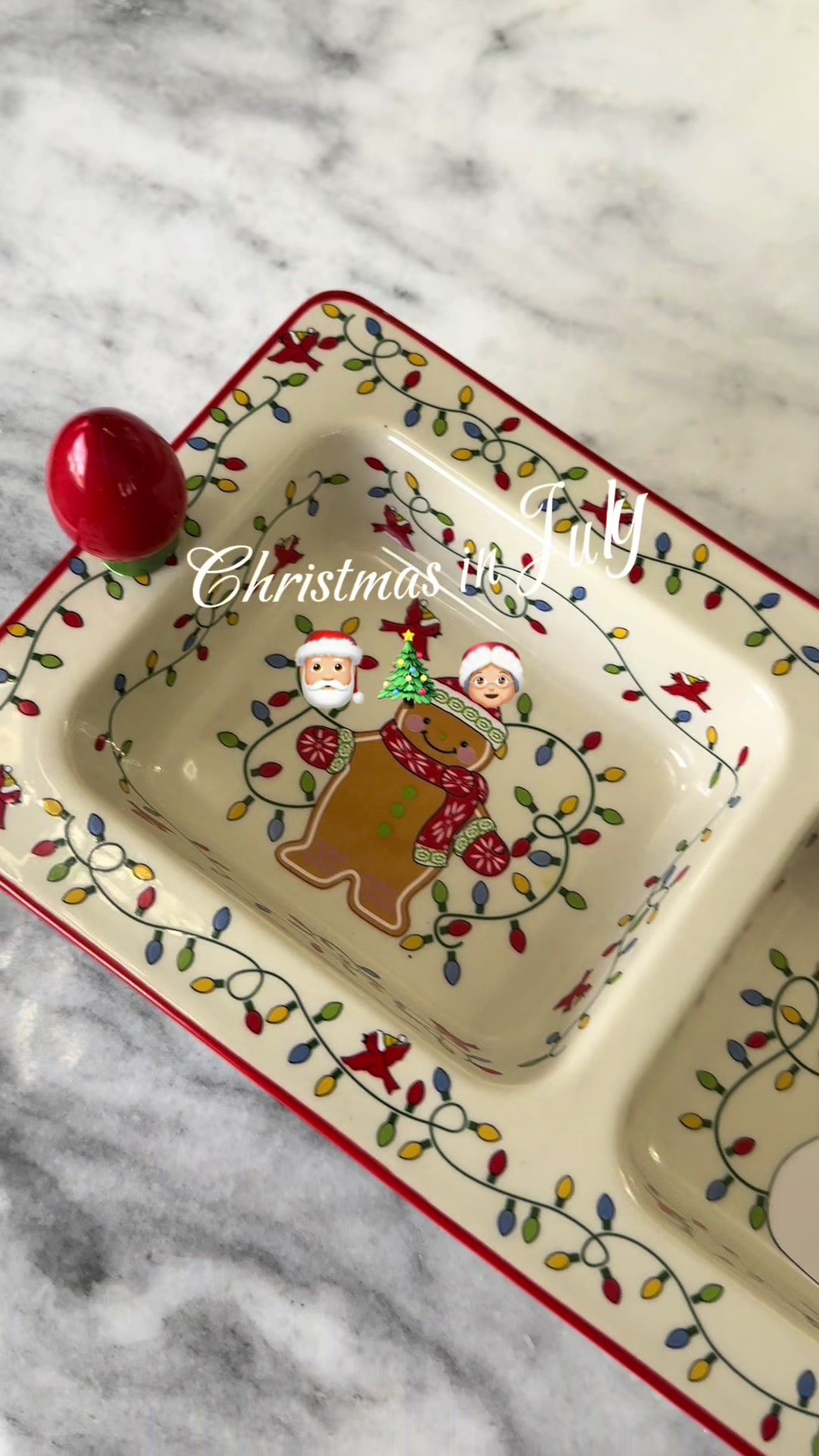 TikTok post by an influencer for QVC. Caption reads: [...] Seasonal 16” Divided Tray @QVC, Inc....