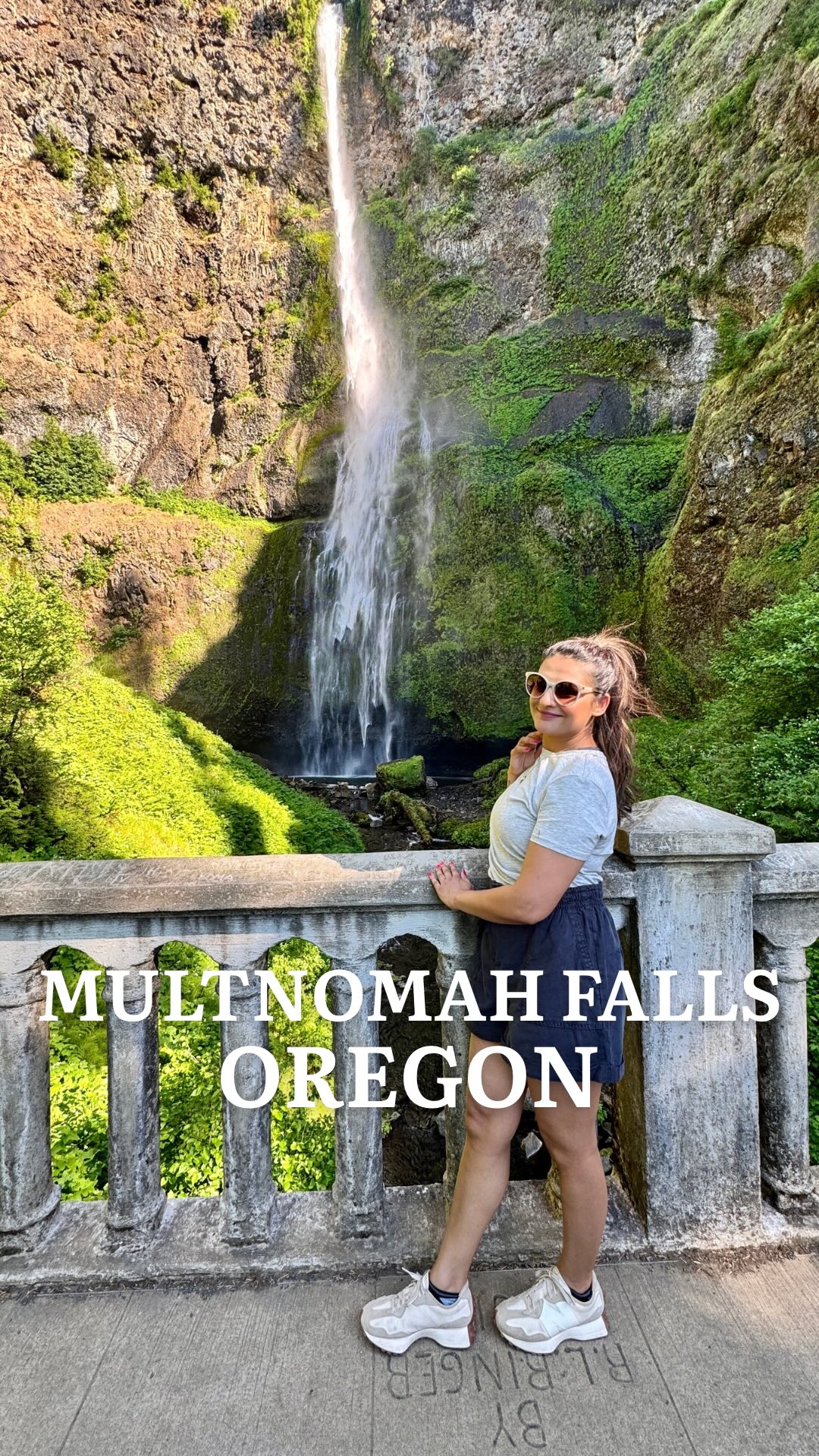 Instagram post by @a_rosieworld for Travel Oregon. Caption reads: Multnomah Falls - Oregon.

A waterfall in full....