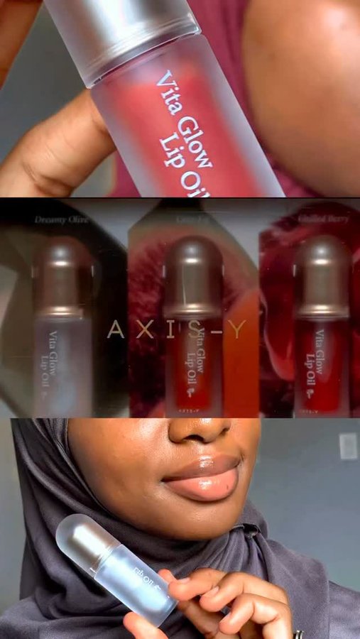 Instagram post by @lovenabeelah for Axis-y. Caption reads: The @axisy_official Vita Glow Lip Trio ✨ [...].