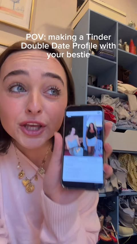 Instagram post by @bridgetmarrr for Tinder. Caption reads: Double date, double the fun @tinder #tinderpartner.