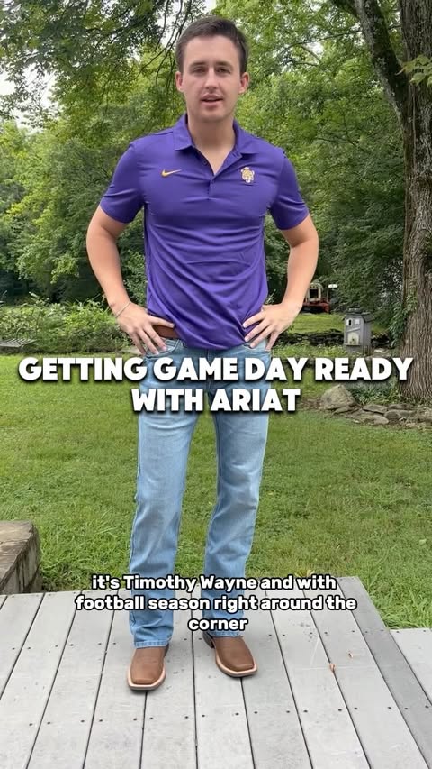 Instagram post by @timothywayne for Ariat International, Inc.. Caption reads: Gettin game day ready with @ariatinternational …....