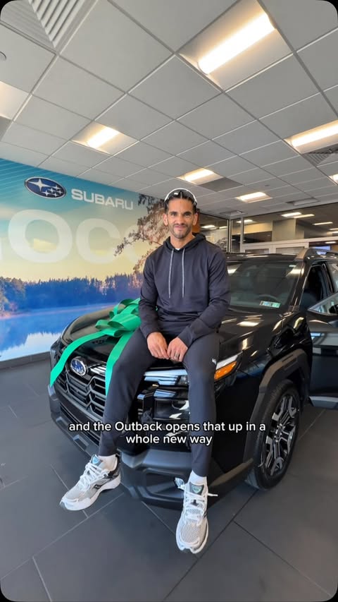 Instagram post by @kellenrunsphilly for Subaru of America. Caption reads: Come with me to pick up my new @subaru_usa....