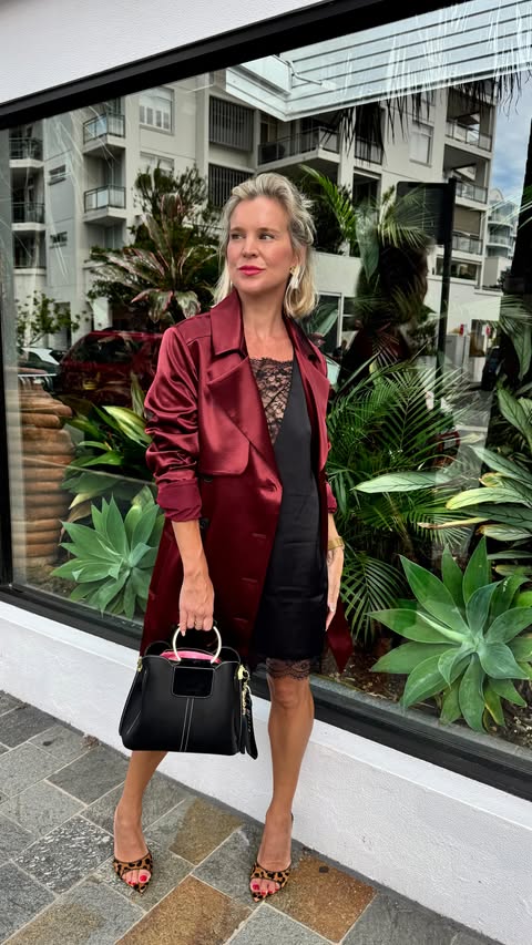 Instagram post by @wardrobedbyroisin for Belle And Bloom. Caption reads: [...] energy. Wearing: • Trench & slip:....