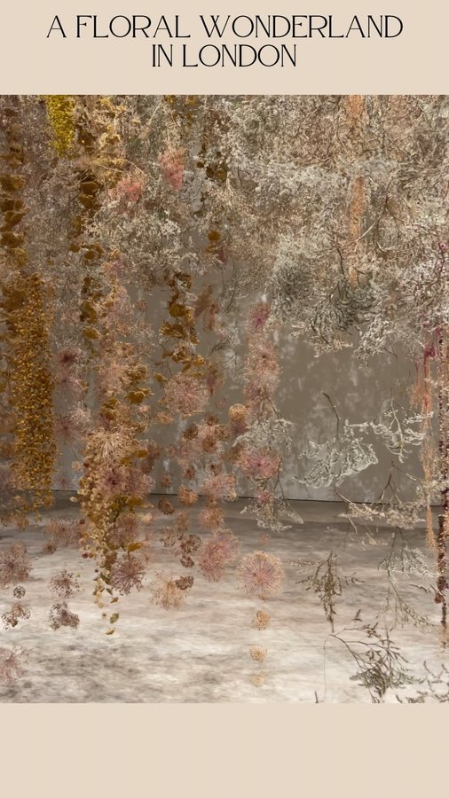 Instagram post by @hellomissjordan for Saatchi Gallery. Caption reads: A floral wonderland has just arrived in London at....