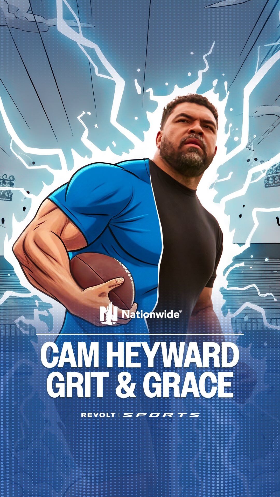 Instagram post by @camhey97 for Nationwide. Caption reads: Before the draft, I tore my elbow and couldn’t....