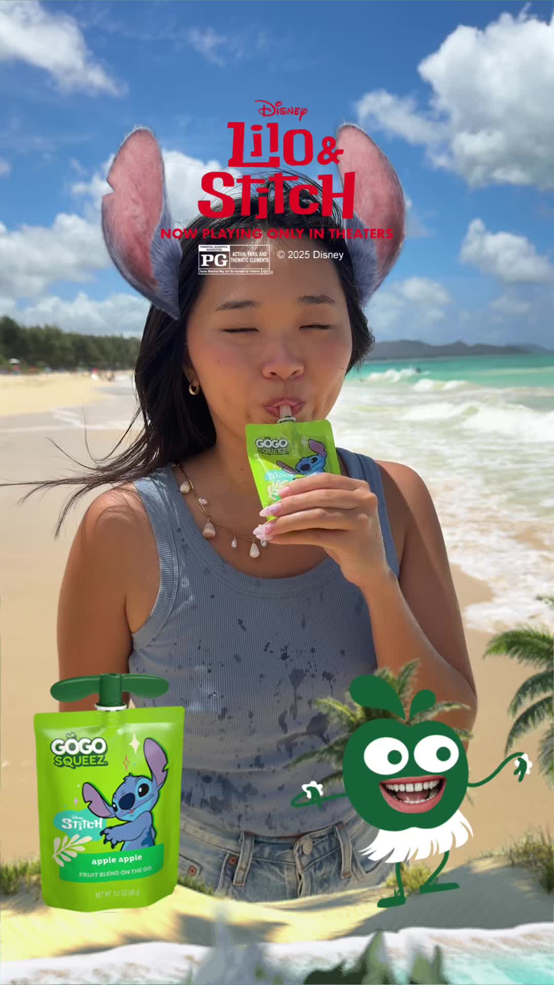 TikTok post by @katelynsroom1 for GoGo squeeZ. Caption reads: #ad At the beach with @GoGo squeeZ- my favorite....