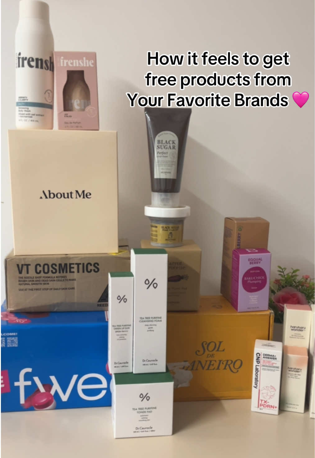 TikTok post by @helloshydoll for Fwee Makeup. Caption reads: I am so lucky and blessed ❤️ #contentcreator....