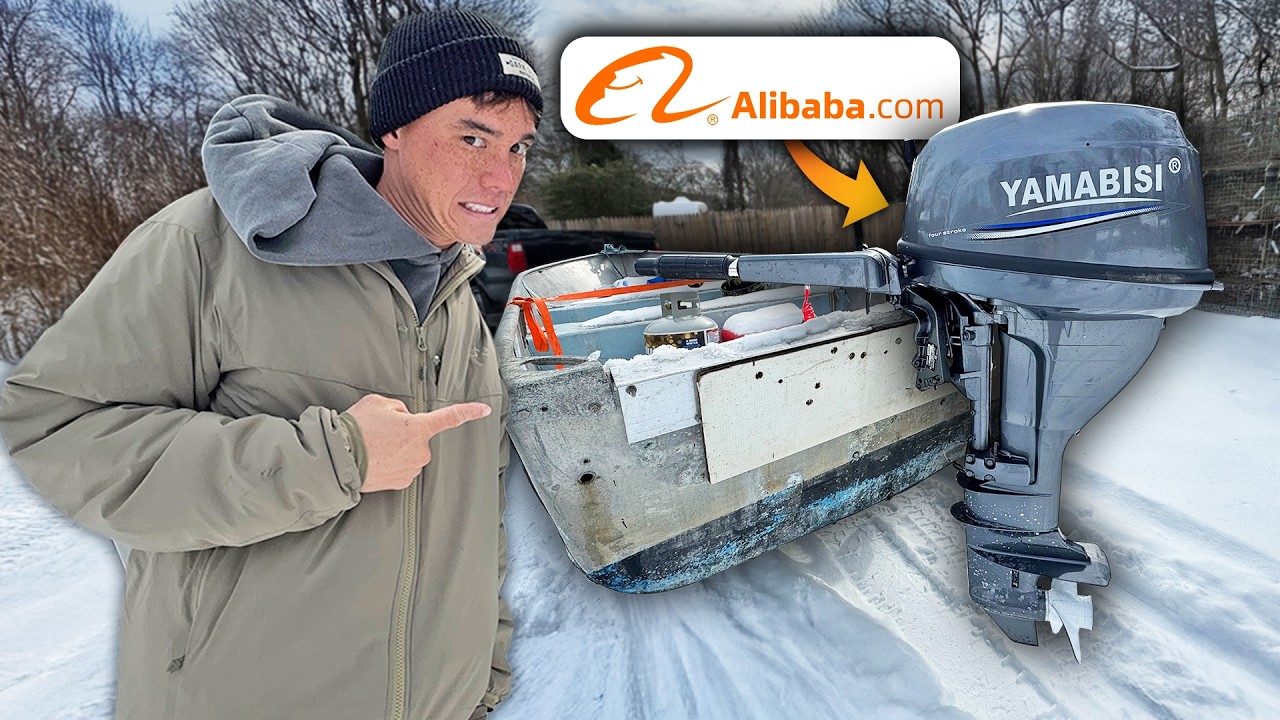 YouTube post by @fvsoutherngirl for Jimmy's Famous Seafood. Caption reads: I bought a FAKE $900 Yamaha outboard from Alibaba.