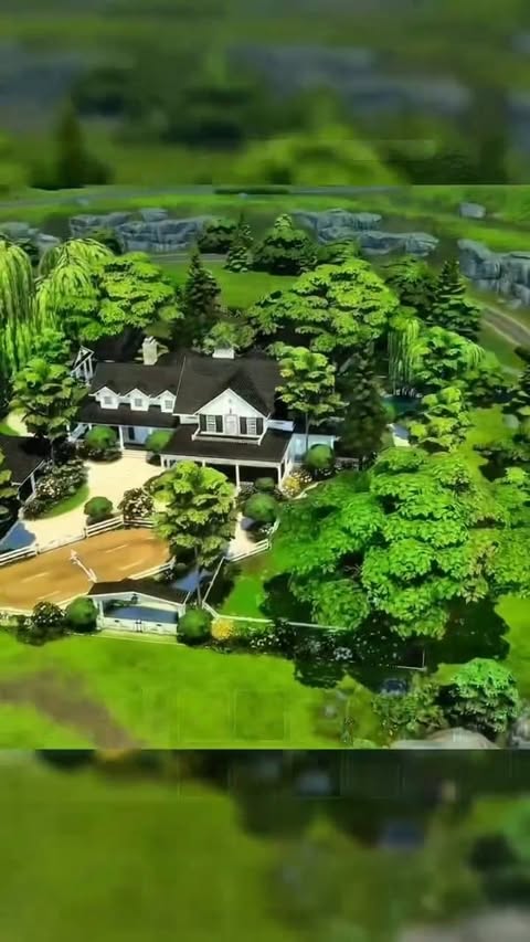 Instagram post by @simsbuild_inspiration for The Sims. Caption reads: [...] of my Henford Meadow Horse Stables in The....
