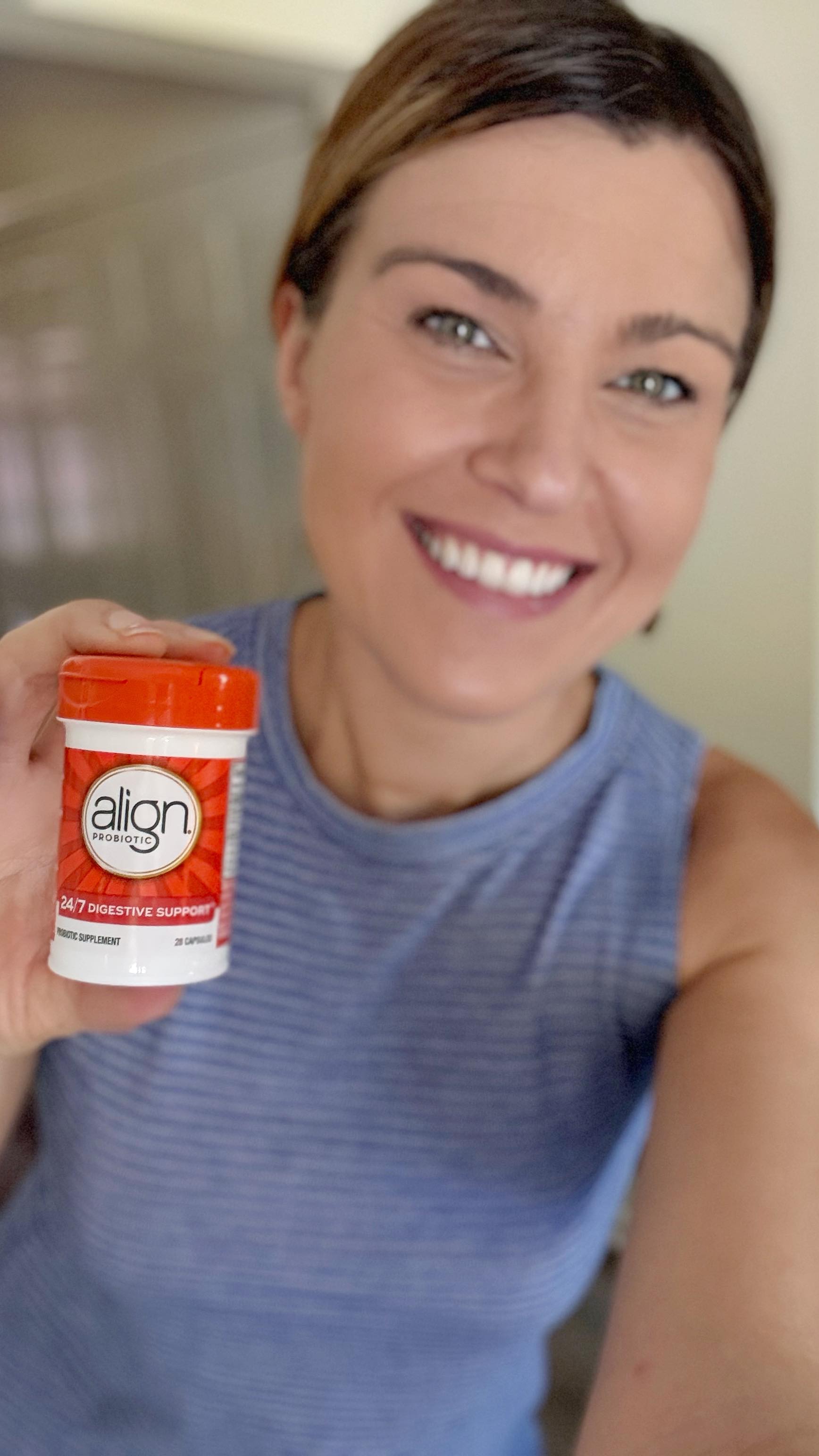 Instagram post by @sarahjaynexplores for Align Probiotics. Caption reads: #Align_Probiotic_ Partner #Ad I’m sharing one....