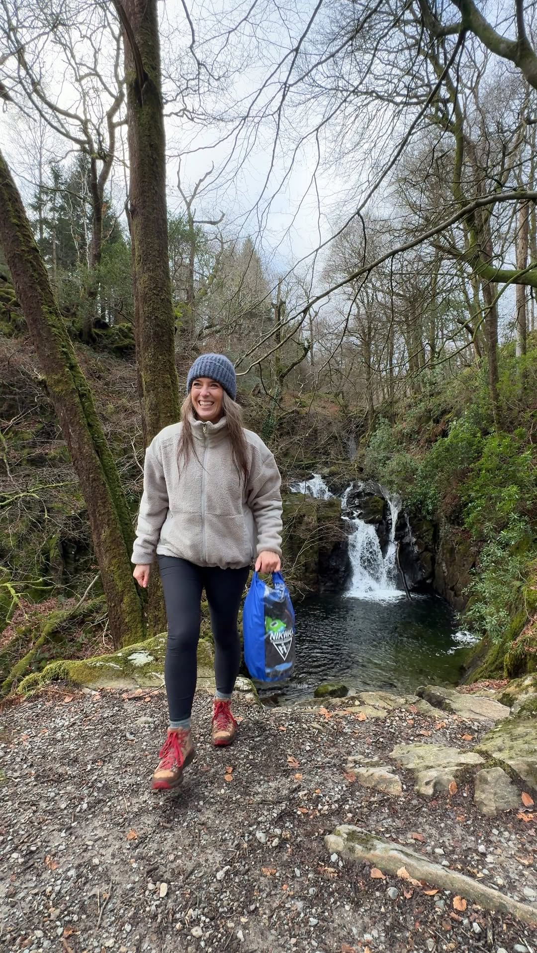 Instagram post by @tara_treks for Nikwax. Caption reads: [...] waterfall; I’m in! I’ve teamed up with....