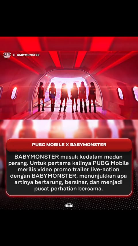 Instagram post by @dunia_babymonster for PUBG MOBILE. Caption reads: BABYMONSTER In a new video collaboration with PUBG....