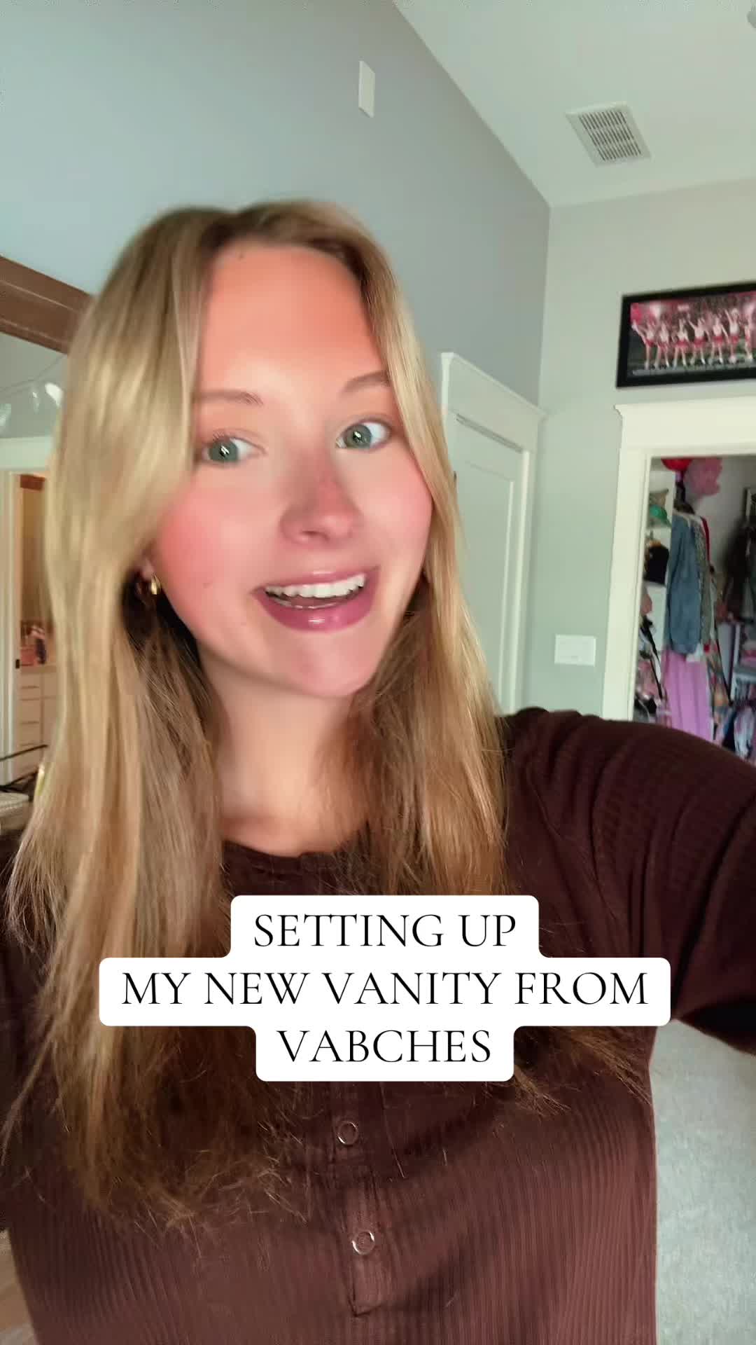 TikTok post by @yourbestiemal for Vabches. Caption reads: LITERALLY LOVE IT! @Vabches #vanity #makeupvanity....