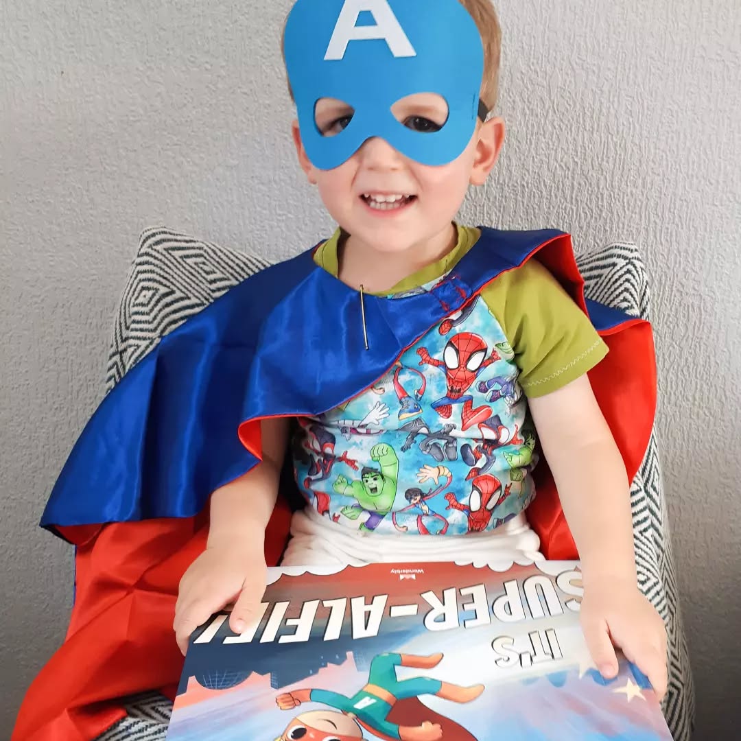 Instagram post by @beingalfiesmumx for Wonderbly. Caption reads: 🦸‍♂️ Alfie Senses 🦸‍♂️

For a super hero mad....