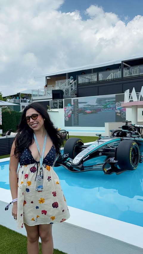 Instagram post by @paoyanez for Mercedes-AMG PETRONAS F1 Team. Caption reads: No me van a creer lo que terminé haciendo…🤯 Todo....