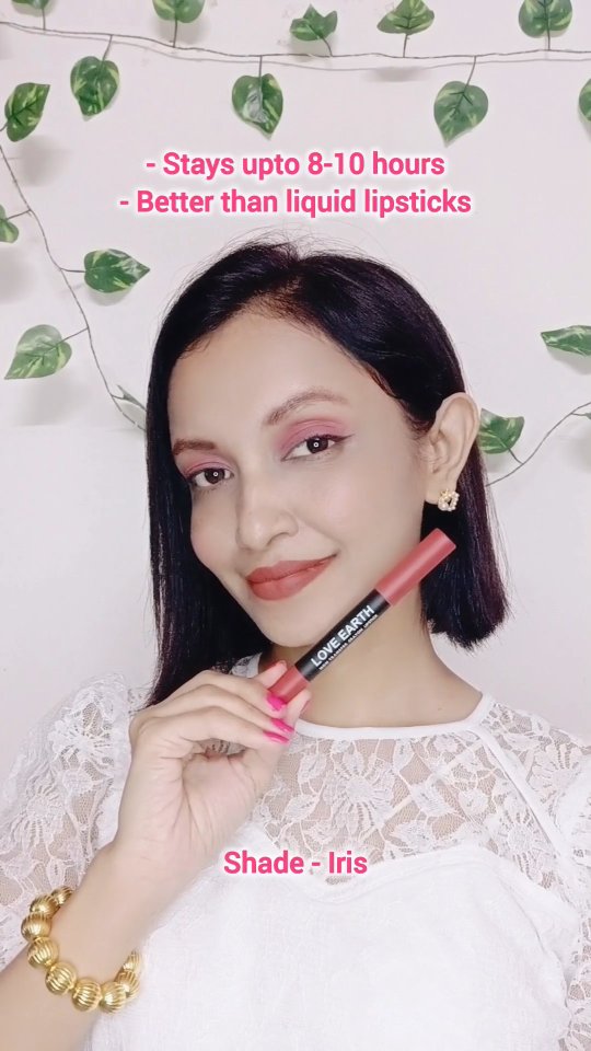 Instagram post by @shital_chitte_official for LOVE EARTH. Caption reads: @loveearth_handmade Non Transfer Cryon Lipstick....