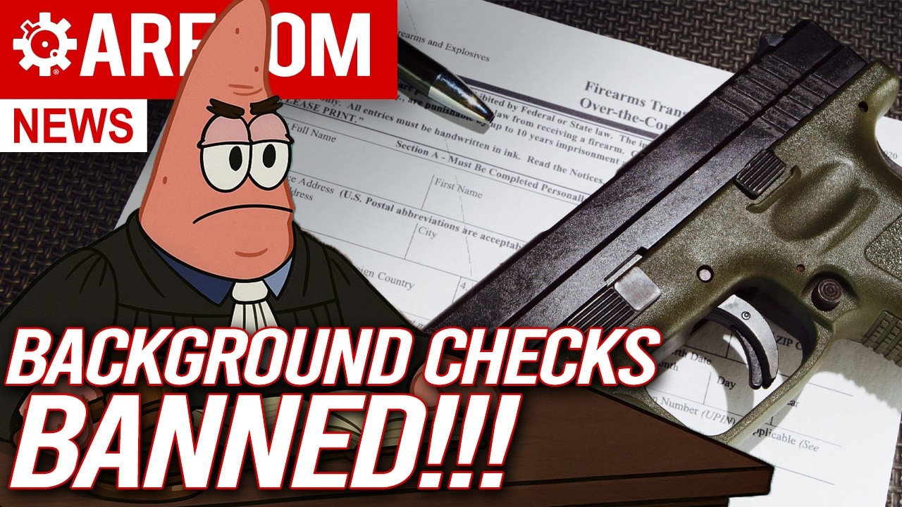 YouTube post by @ARFCOMNews for Vortex Optics. Caption reads: Background Checks BANNED + Printer Makers Collude....