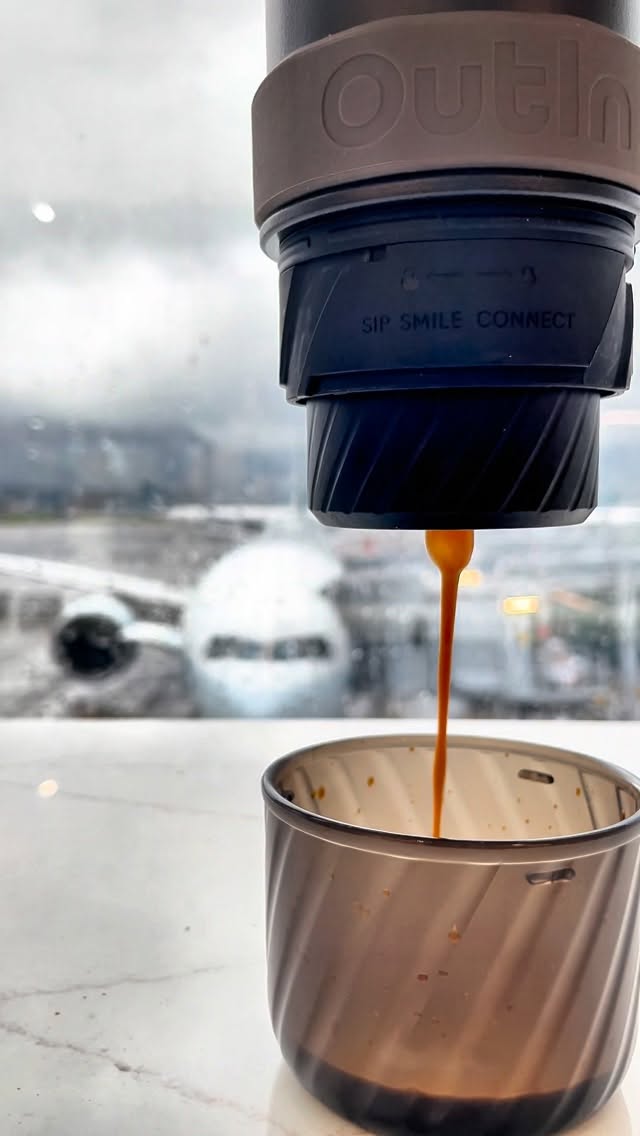 Instagram post by @new.b.barista for OutIn. Caption reads: [...] gate completely changes the travel routine.....