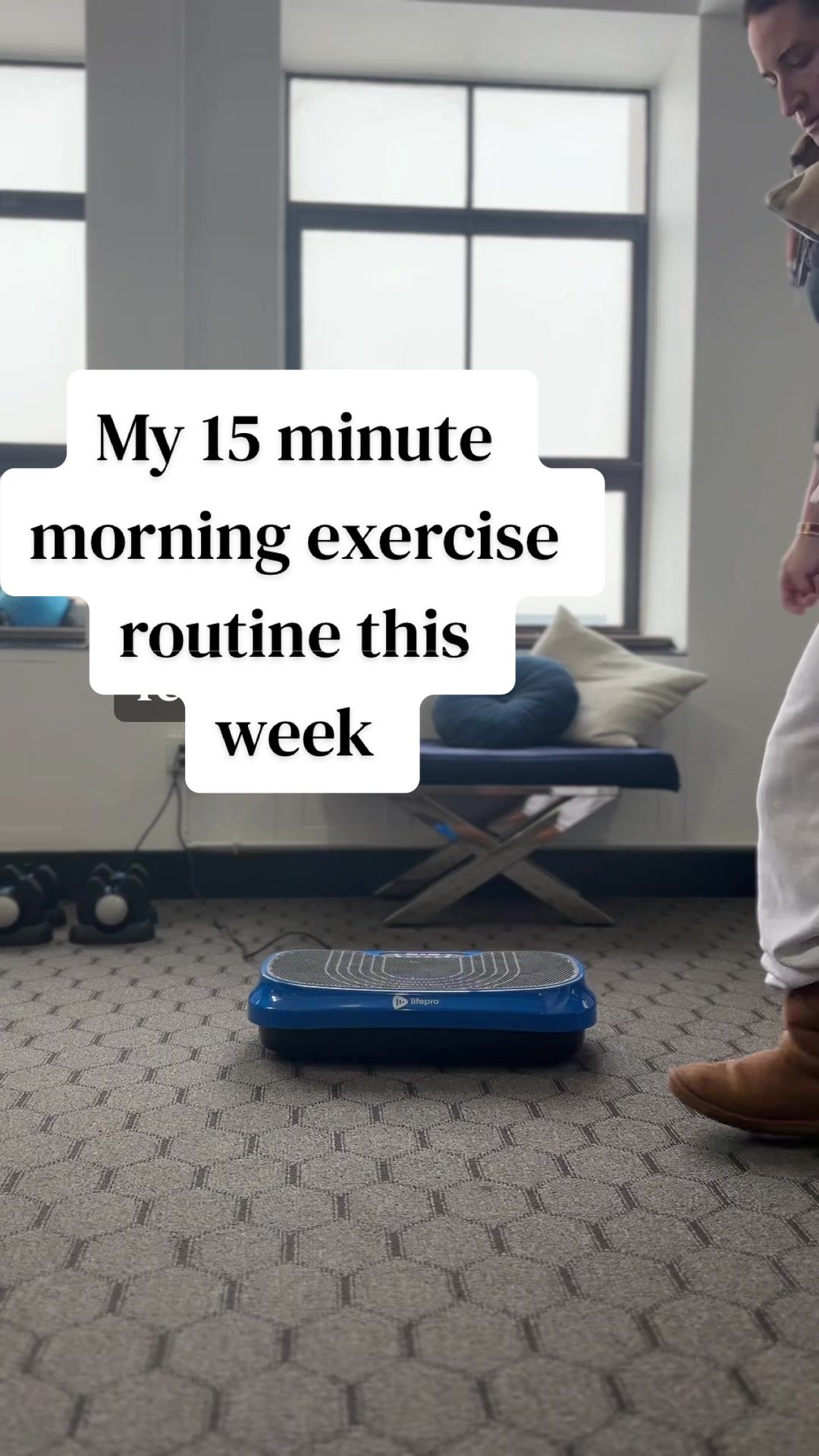 TikTok post by @drwendy_physicaltherapy for Lifepro Fitness. Caption reads: My 15 minute morning exercise routine to help me....