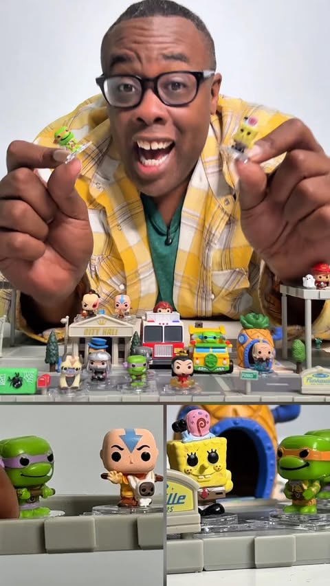 Instagram post by @blacknerd for Funko. Caption reads: Cartoon Crossover in Funkoville! With Funko Bitty....