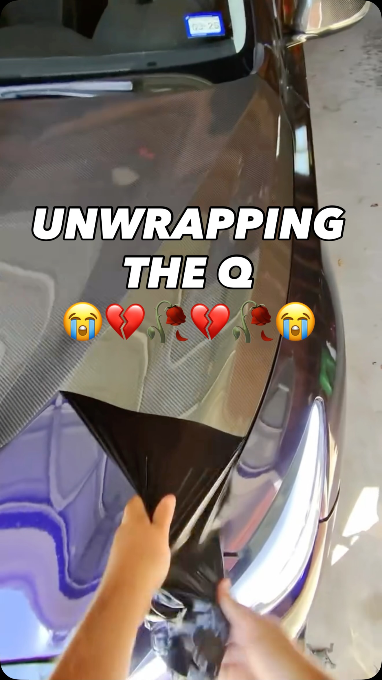 Instagram post by @above_hunter for EVIL ENERGY. Caption reads: Unwrapping the Q50 after a....