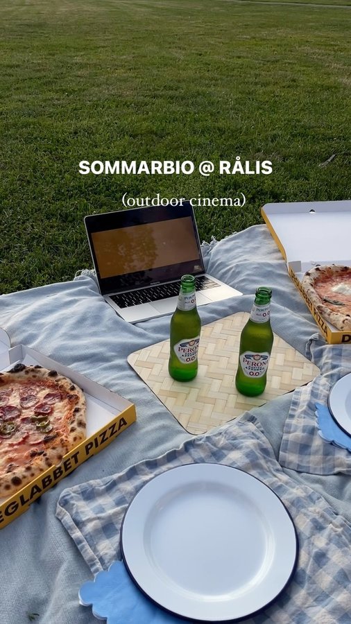 Instagram post by @stockholm for Peroni Nastro Azzurro. Caption reads: Outdoor cinema 🎥 by @sthlmfilmfest is back next....