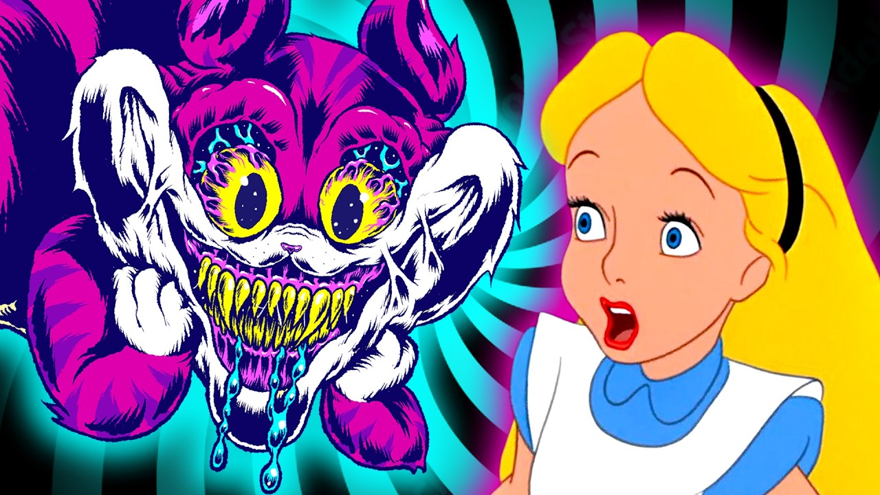 YouTube post by @JonSolo for Pandora. Caption reads: The Messed Up Origins of Alice in Wonderland....