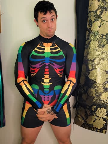 Instagram post by @m.m.wyatt for Ciciful. Caption reads: [...] THIS RAINBOW SKELETON BODY SUIT IS FROM....