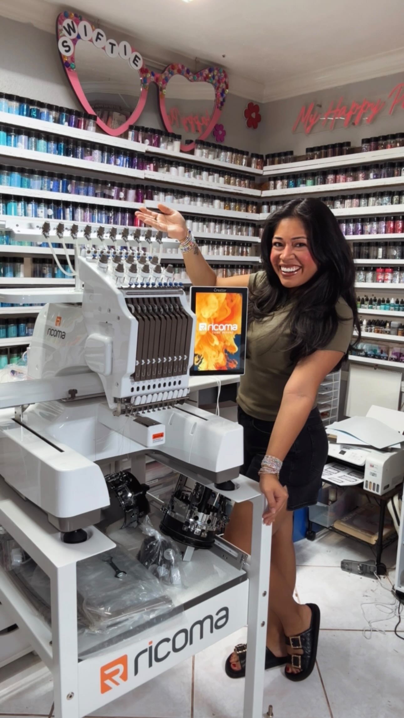 Instagram post by @craftingbymayra for Ricoma. Caption reads: [...] Excited? A LOT!!! Partnering with @ricomahq....