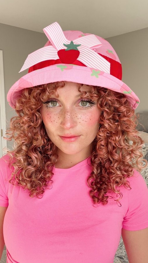 Instagram post by @ringlet.riss for CURLSMITH. Caption reads: Throwback to this cute strawberry shortcake....