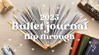 YouTube post by @bujobyfilo for Ellington Pens. Caption reads: 2025 Bullet journal Flip through 🌞 + Unboxing 📚.