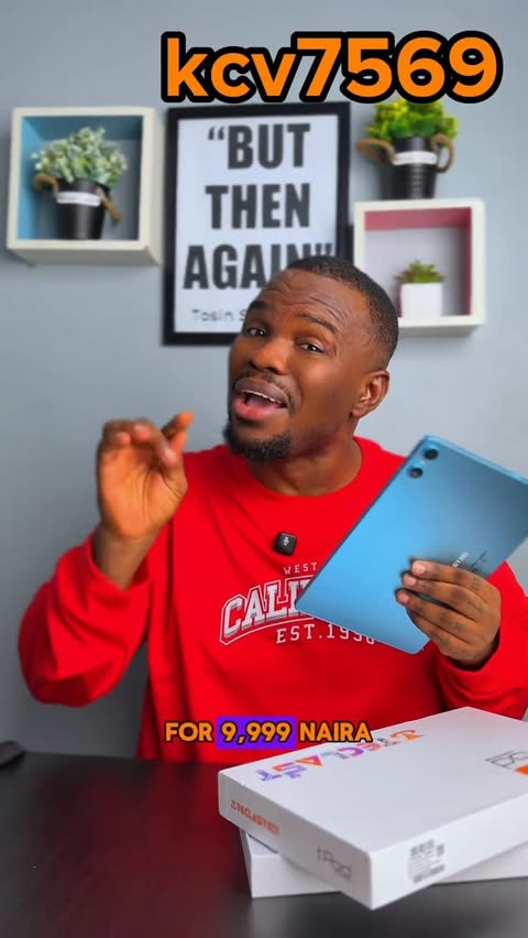 Instagram post by @_tosinsilverdam for Temu. Caption reads: I got this tablet for N9,999 on Temu, use my code....