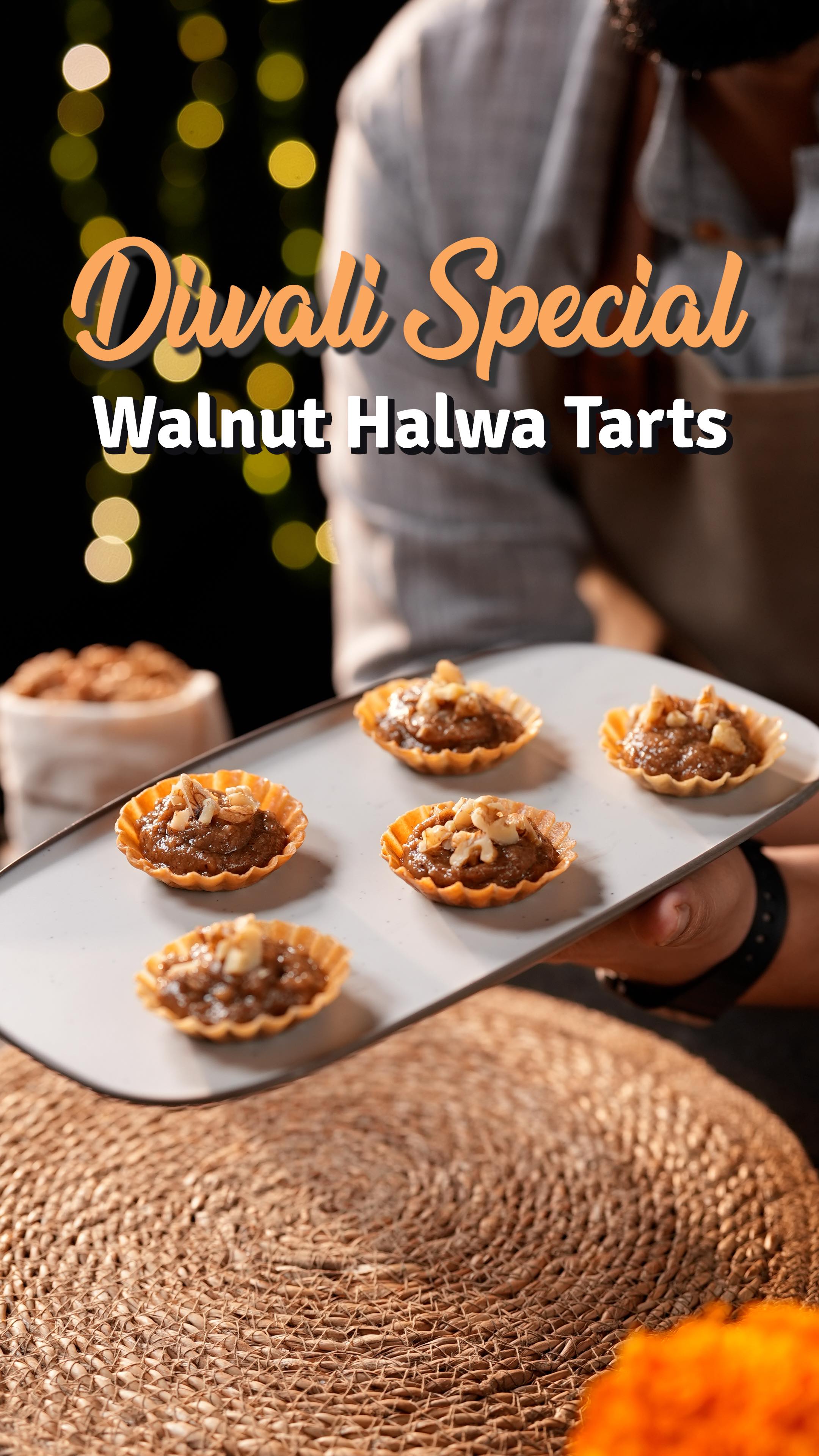 Instagram post by @bhaiyajiletscook for California Walnuts. Caption reads: Walnut Halwa Tarts Are Here 😍

A delightful twist....