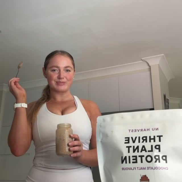 Instagram post by @lilyturtonn for Naked Harvest Supplements. Caption reads: [...] purchasing your protein from....